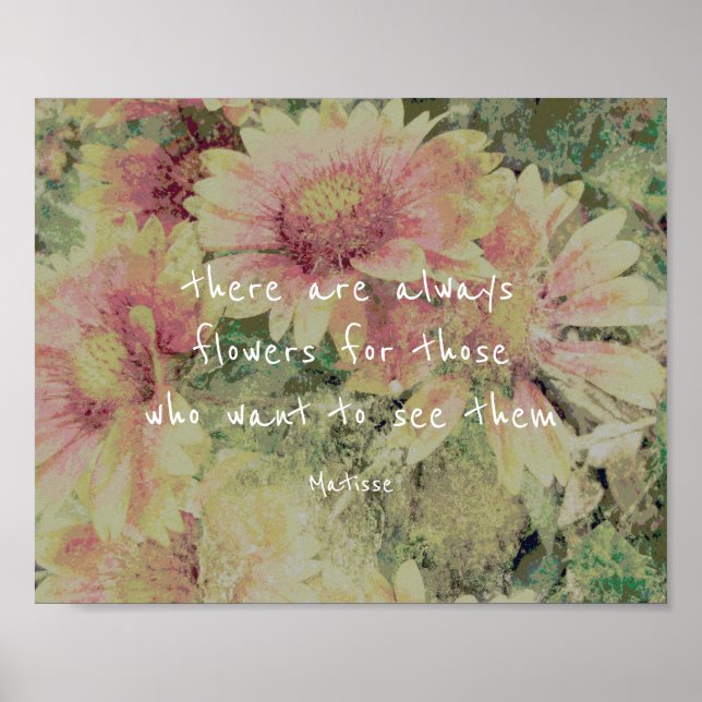 Poster inspirant Matisse citation fleurs d'affiche (Devant)