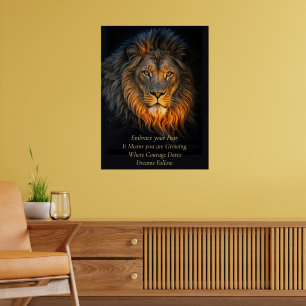 Poster Inspiration Motivation Embrassez votre peur Lion
