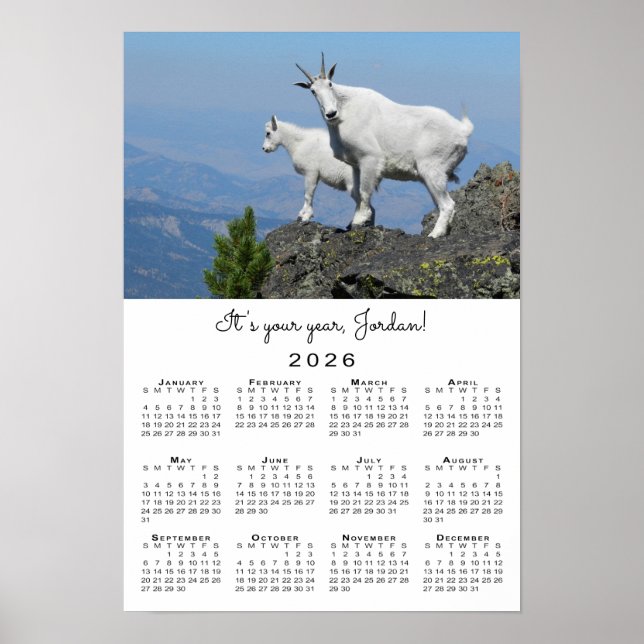 Poster Inspirational Goat Modèle photo 2026 Calendrier (Devant)