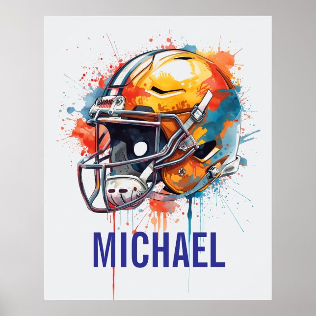 Poster Inspirational Motivational Football Helmet Name (Devant)