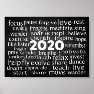 Poster Inspirational Verb Word Cloud for 2020