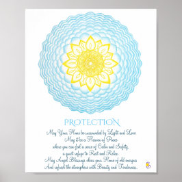 Poster Inspirationnel bleu jaune Mandala Sacré Géométrie