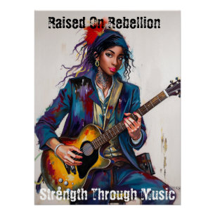 Poster Inspirationnel de l'Art Guitariste Rebel customisé