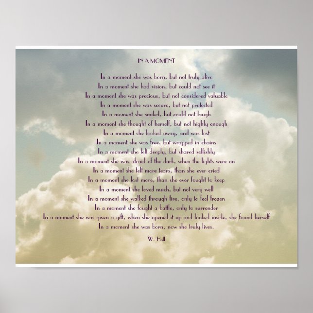 POSTER INSPIRATIONNEL "EN UN MOMENT" (Devant)