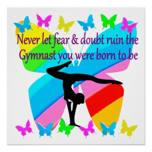 POSTER INSPIRATIONNELLE GYMNASTIQUE FILLE DESIGN BUTTERFL