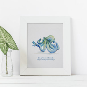 Poster inspiré de charme de l'aquarelle Octopus