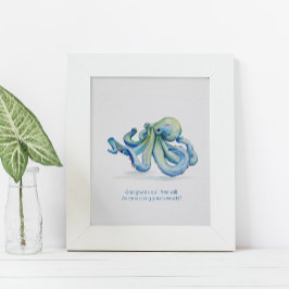 Poster inspiré de charme de l'aquarelle Octopus