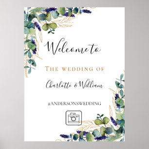 Poster Instagram vert d'eucalyptus mariage bienvenue