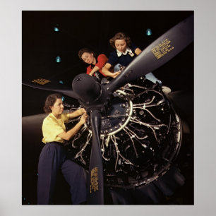 Poster Installation 1942 de moteur d'avions