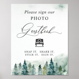 Poster Instant Photo Guestbook Sign Forest Pine Trees