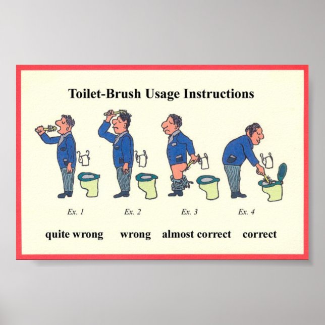 Poster Instructions pour la brosse des toilettes (Devant)