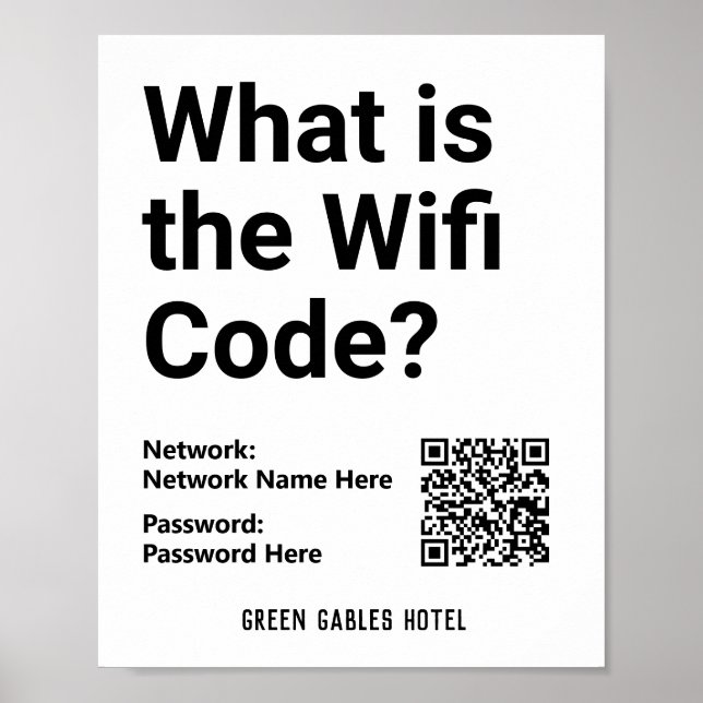 Poster Instructions pour le code WiFi plus code QR sur un (Devant)