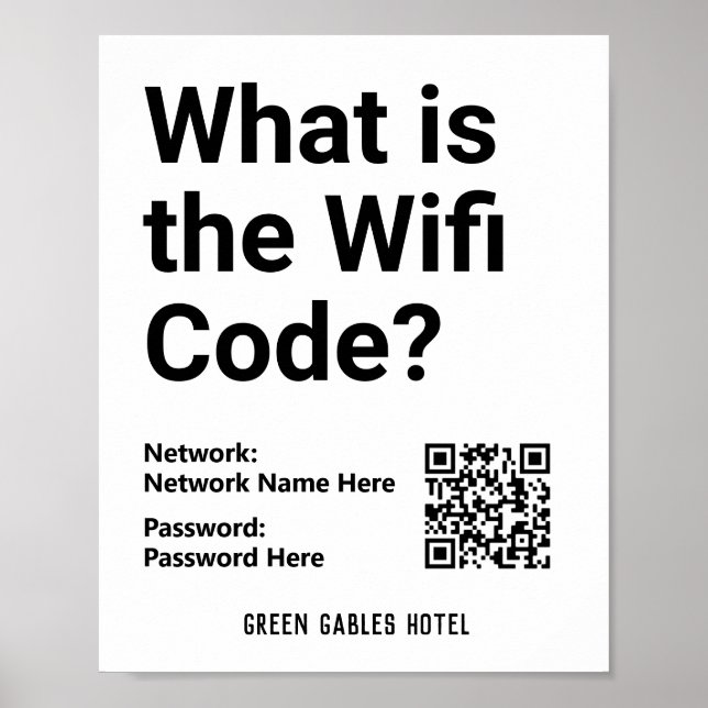 Poster Instructions pour le code WiFi plus QR Code sur un (Devant)