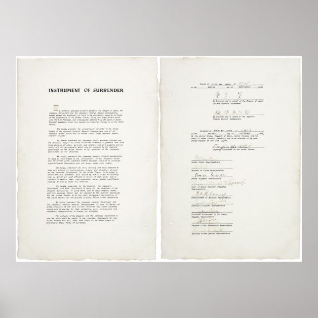 Poster Instrument de capitulation pour le Japon de la Sec (Devant)