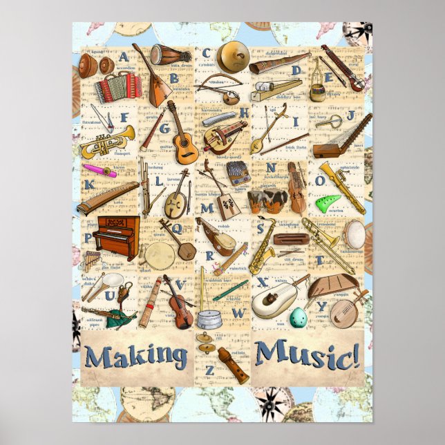 Poster Instruments de musique Alphabet International (Devant)