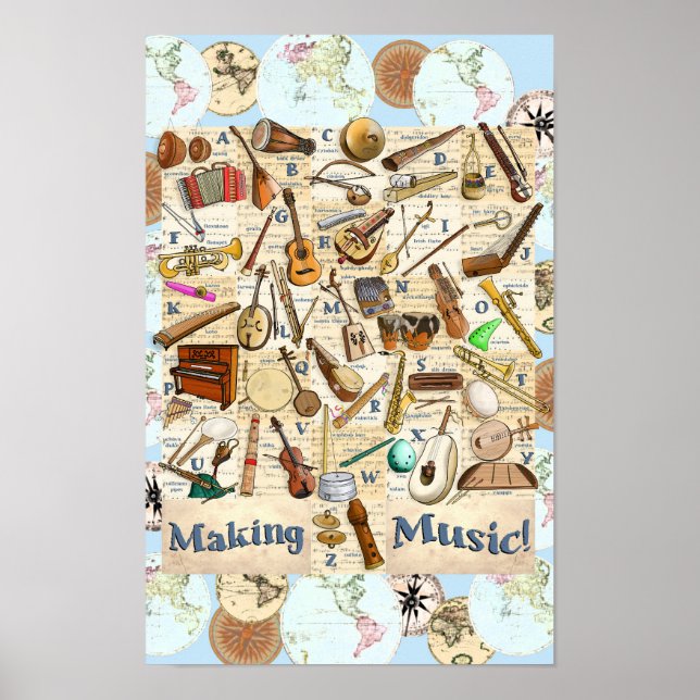 Poster Instruments de musique Alphabet International (Devant)