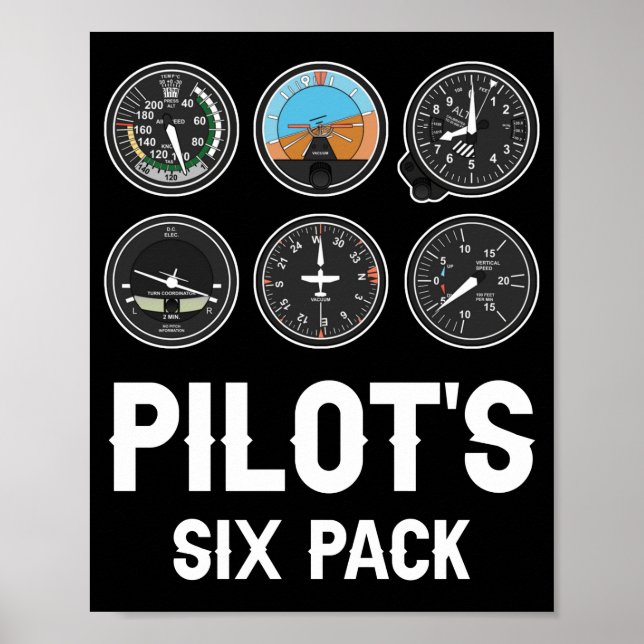 Poster Instruments de vol à six packs du pilote Aviation (Devant)