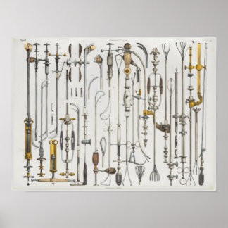 Poster Instruments Médicales chirurgicaux Anatomie Vintag