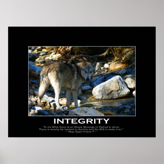 Poster INTEGRITY Motivational Grey Wolf Art Imprimer (Devant)