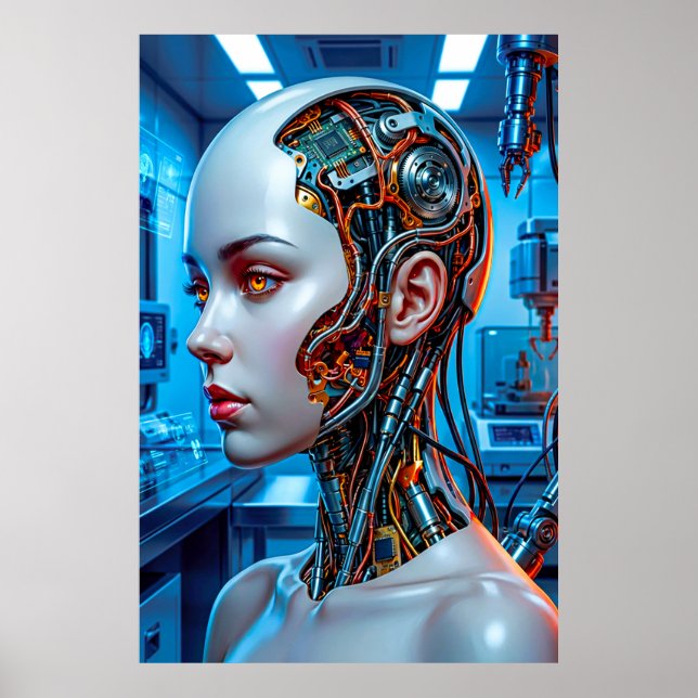 Poster Intelligence Artificielle Cool Blue Sci-Fi (Devant)