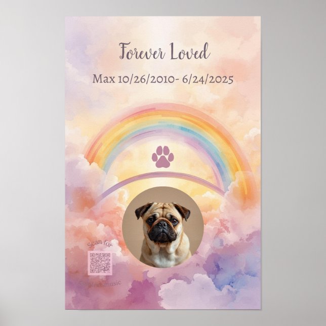Poster  Interactive Pet Memorial Gift | QR Code Playlist (Devant)