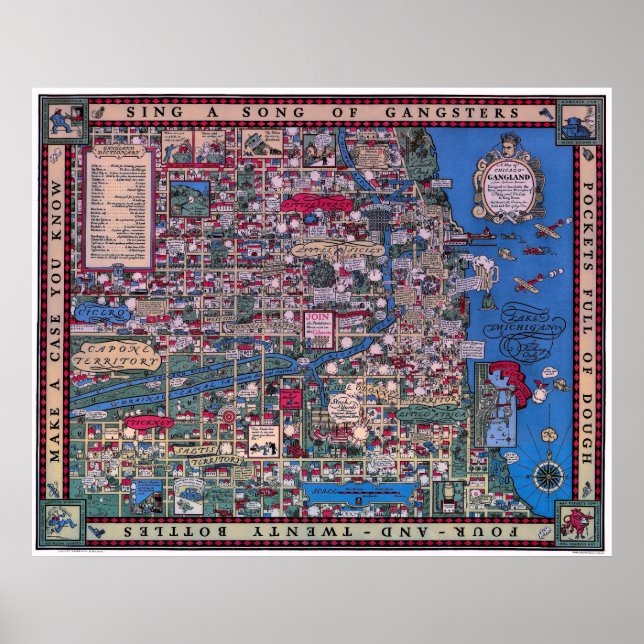 POSTER INTERDICTION DE CHICAGO PAYS DE GANGLAND MAP 1931 (Devant)