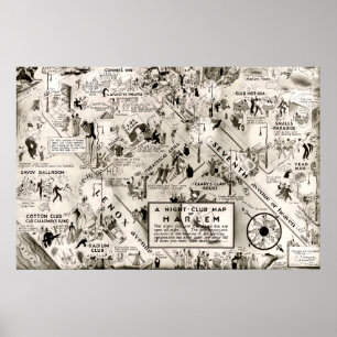 Poster Interdiction Era Harlem, New York Speakeasy Map