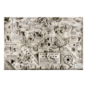 Poster Interdiction Era Harlem, New York Speakeasy Map