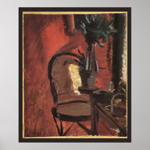 Poster Intérieur avec chaise et plante par Anna Ancher