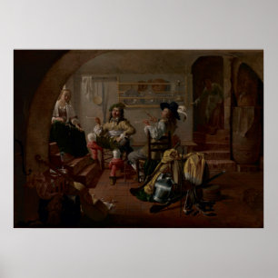 Poster Intérieur avec soldats et femmes