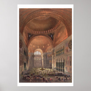 Poster Intérieur de Haghia Sophia, Constantinople, pub. 1