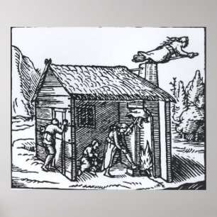 Poster Intérieur de la maison d'une sorcière, 1579