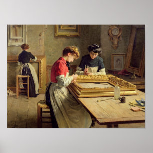 Poster Intérieur d'un atelier de dorure de cadre
