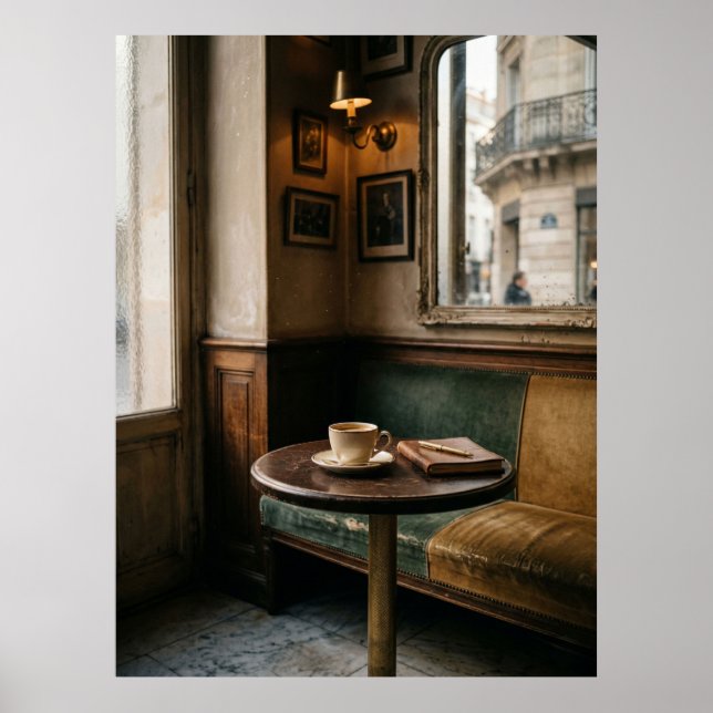 Poster Intérieur d'un café parisien sombre (Devant)