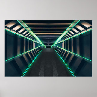 Poster Intérieur d'un couloir spatial de science-fiction