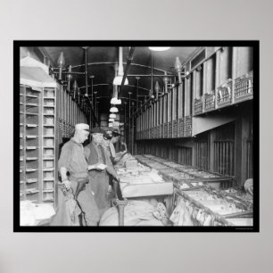 Poster Intérieur d'un train de courrier 1910