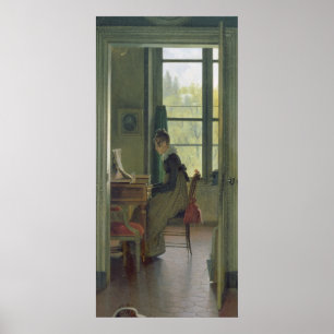 Poster Intérieur d'une salle à manger, détail d'une femme
