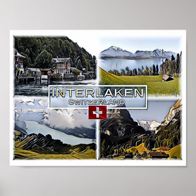 Poster Interlaken - Suisse - Mosaic - (Devant)