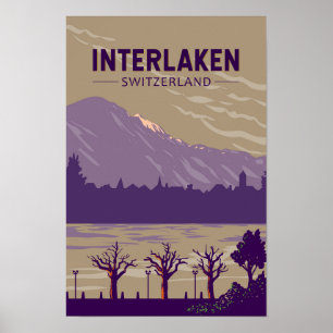 Poster Interlaken Suisse Voyage Art Vintage