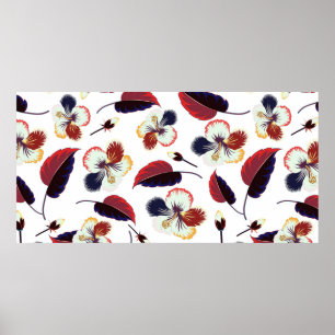 Poster Intersecter courbe élégant flux d'hibiscus stylisé