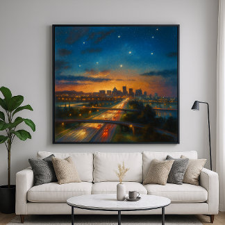 Poster Into The City - Pastel Painting Style Cityscape