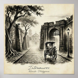 Poster Intramuros Manila Kalesa Patrimoine