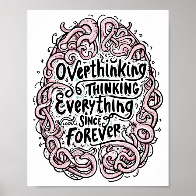 Poster Intricate Abstract Overthinker Typography (Devant)