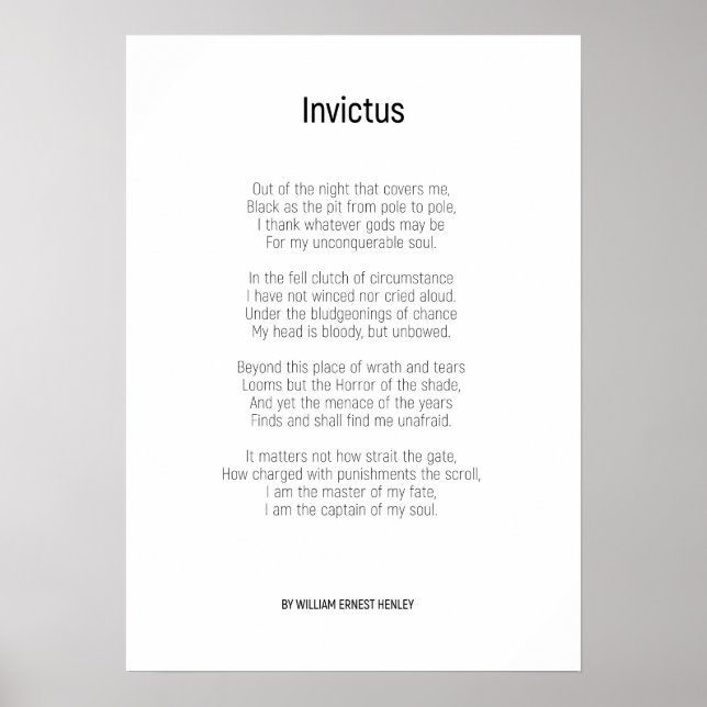 Poster Invictus Par William Ernest Henley (Devant)