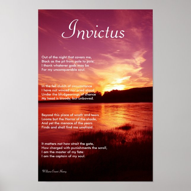 Poster Invictus ~ Poème inspirant (Devant)