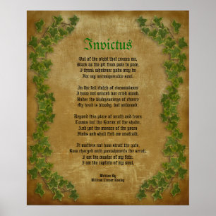 Poster Invictus, poème victorien sur le parchemin avec le