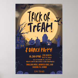 Poster Invitation à la soirée dansante Halloween Trick or