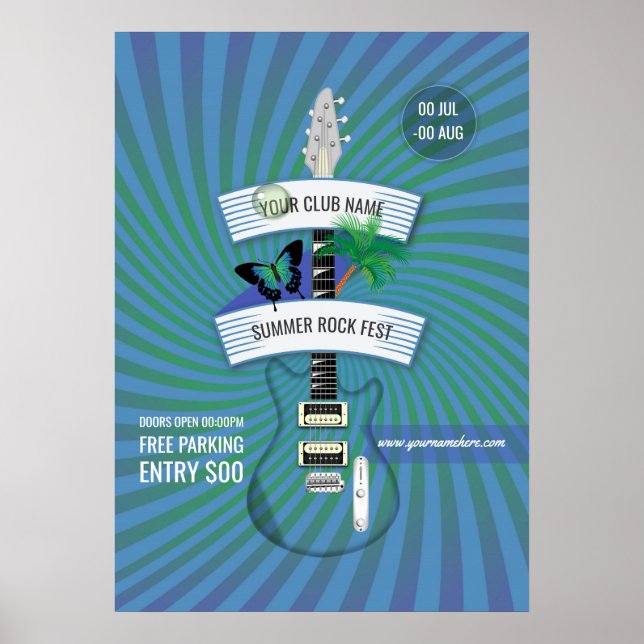 Poster Invitation avec logo pour le festival de rock d'ét (Devant)