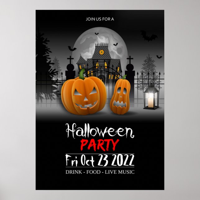 Poster Invitation d'affiche de la fête d'Halloween (Devant)