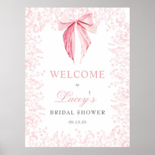 Poster Invitation de Baby Shower avec un nœud rose